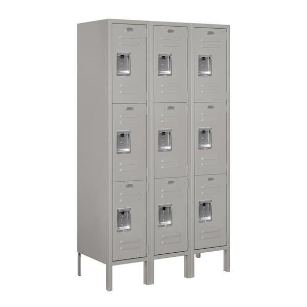 Wardrobe Locker, 36" W, 15" D, 66" H, (3) Wide, (9) Openings, Gray